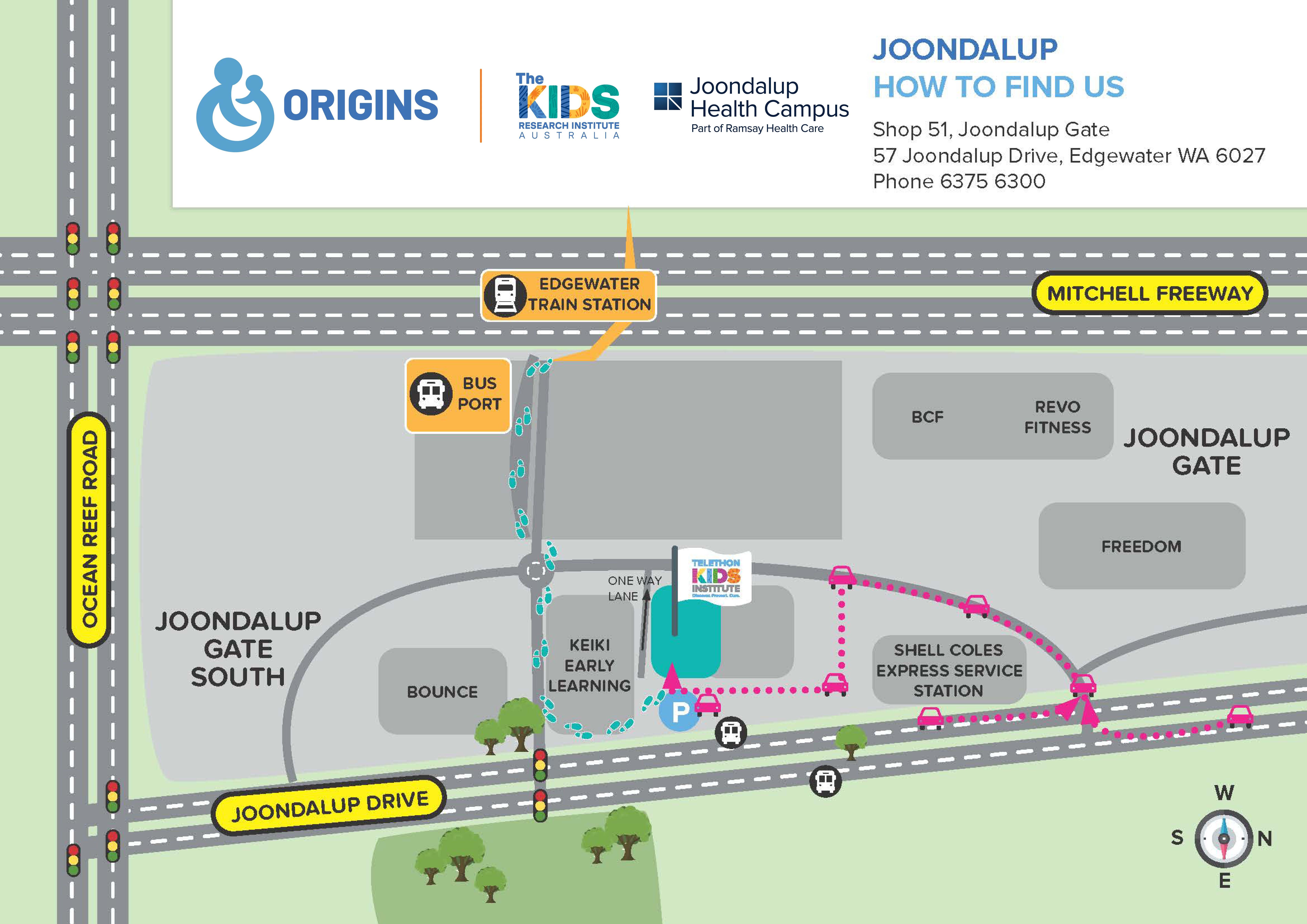 Map of ORIGINS Edgewater clinic
