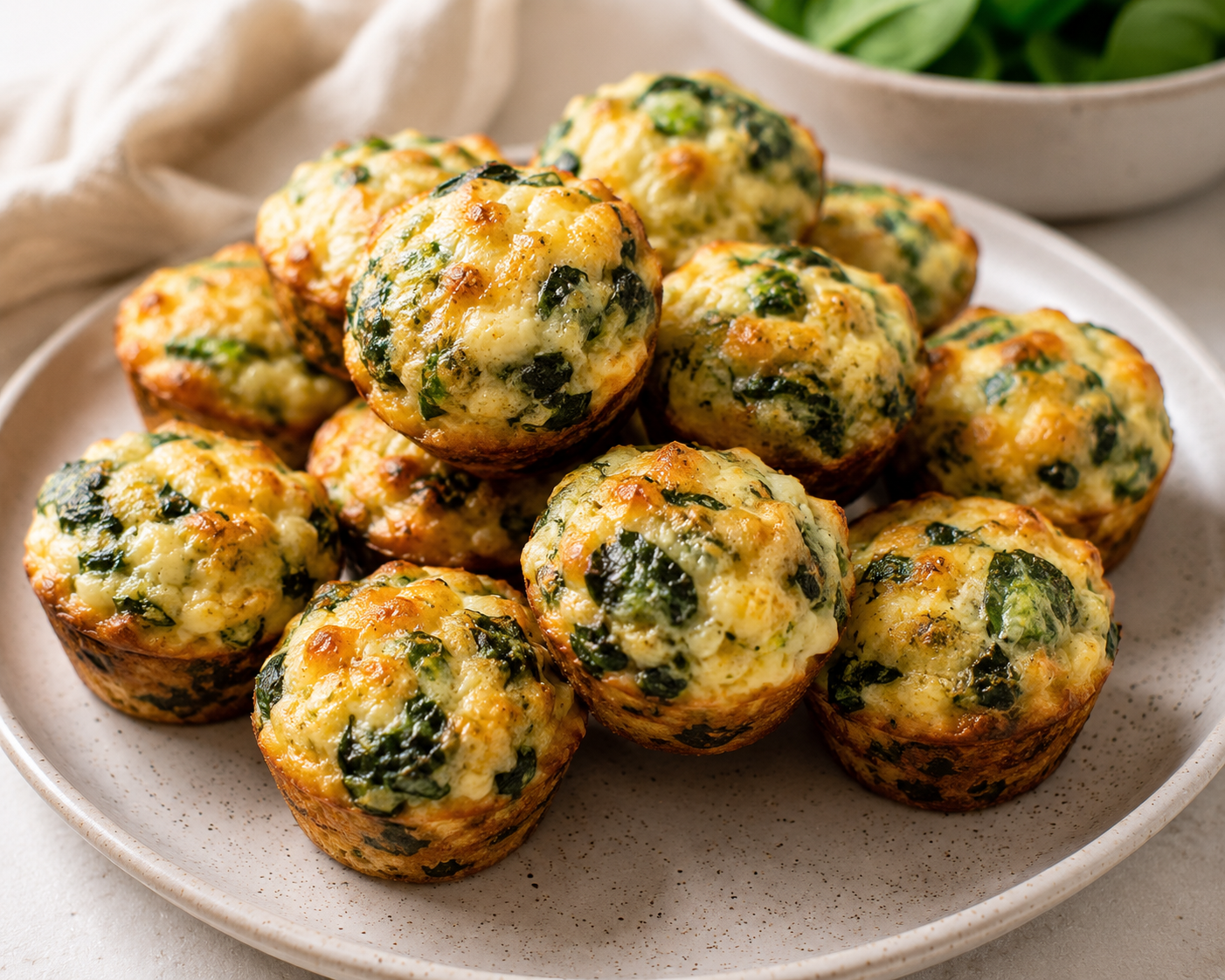 AI generated image of homemade spinach & egg mini muffins