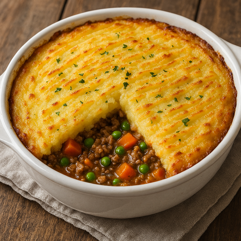 AI generated image of homemade Shepherd's pie